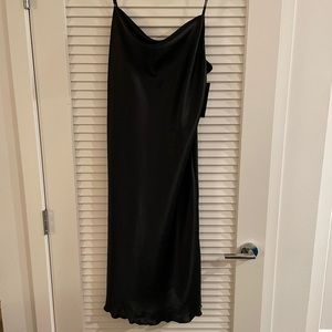 SATIN COWL NECK (CHEST) SLIP MIDI DRESS